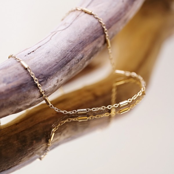 Stainless steel anklet in 24K gold-plating 