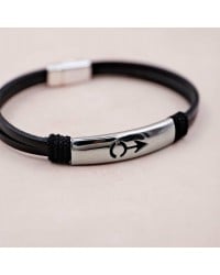 Men's leather bracelet Men's bracelet made of genuine leather with silver-plated metal parts