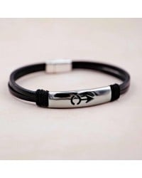 Men's leather bracelet Men's bracelet made of genuine leather with silver-plated metal parts