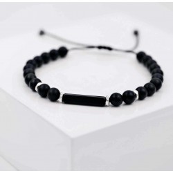Ανδρικό βραχιόλι με ημιπολύτιμες πέτρες και επάργυρα μεταλλικά στοιχεία