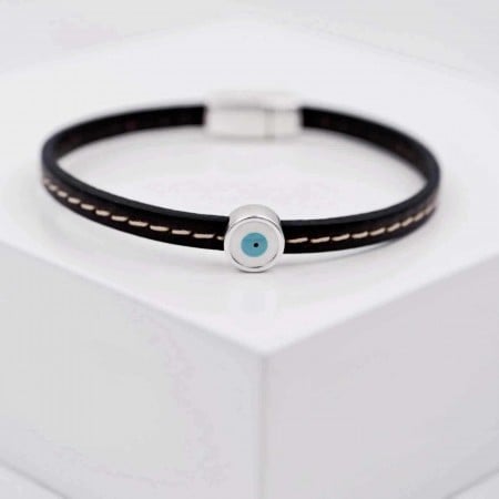 Men's leather bracelet with evil eye Men's leather bracelet with evil eye