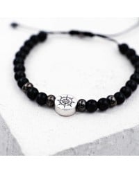 Ανδρικό βραχιόλι με ημιπολύτιμες πέτρες Ανδρικό βραχιόλι με ημιπολύτιμες πέτρες και επάργυρα μεταλλικά στοιχεία