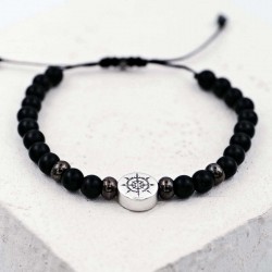 Ανδρικό βραχιόλι με ημιπολύτιμες πέτρες και επάργυρα μεταλλικά στοιχεία