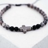 Men's bracelet with semiprecious beads and gunmetal parts