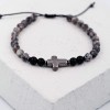 Men's bracelet with semiprecious beads and gunmetal parts