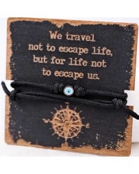 Men's bracelet with gunmetal parts and adjustable closure Men's bracelet with gunmetal parts and wooden vintage card