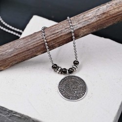 Ανδρικό κολιέ από αλυσίδα με επάργυρα και gunmetal στοιχεία
