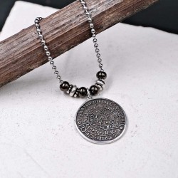 Ανδρικό κολιέ από αλυσίδα με επάργυρα και gunmetal στοιχεία