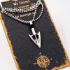 Men's necklace with silver-plated parts and wooden vintage card