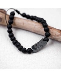 Ανδρικό Βραχιόλι Precious Stones Ανδρικό βραχιόλι με ημιπολύτιμες πέτρες και gunmetal μεταλλικά στοιχεία