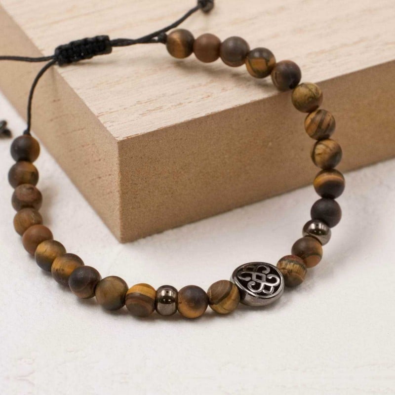 Ανδρικό Βραχιόλι Precious Stones Ανδρικό βραχιόλι με ημιπολύτιμες πέτρες και gunmetal μεταλλικά στοιχεία