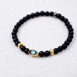 Bραχιόλι unisex με ημιπολύτιμες πέτρες και επίχρυσα μεταλλικά στοιχεία 