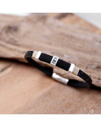 Μαύρο Ανδρικό Βραχιόλι Evil Eye Ανδρικό βραχιόλι από πλεκτό δέρμα με επάργυρα μεταλλικά στοιχεία και μαγνητικό κούμπωμα