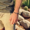 Ανδρικό βραχιόλι με ημιπολύτιμες πέτρες και επάργυρα μεταλλικά στοιχεία