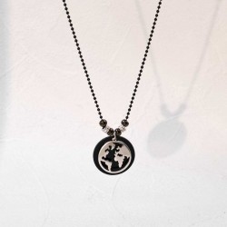Ανδρικό κολιέ από gunmetal αλυσίδα με επάργυρη υδρόγειο