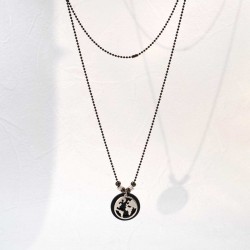 Ανδρικό κολιέ από gunmetal αλυσίδα με επάργυρη υδρόγειο