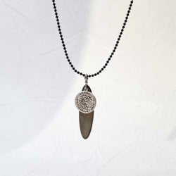 Ανδρικό κολιέ από gunmetal αλυσίδα με επάργυρο Δίσκο της Φαιστού