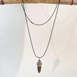 Ανδρικό κολιέ από gunmetal αλυσίδα με επάργυρο Δίσκο της Φαιστού
