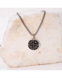 Silver-plated chain talisman necklace Unisex necklace made of stainless steel chain and silver-plated parts