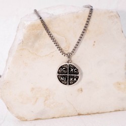 Κολιέ Unisex με αλυσίδα από ανοξείδωτο ατσάλι και επάργυρο στοιχείο