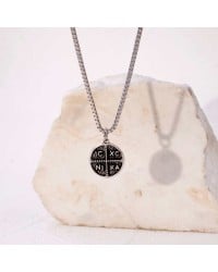Silver-plated chain talisman necklace Unisex necklace made of stainless steel chain and silver-plated parts