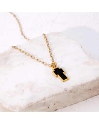 Κολιέ αλυσίδα Unisex με επίχρυσο σταυρό Κολιέ Unisex με αλυσίδα από ανοξείδωτο ατσάλι και επίχρυσο σταυρό