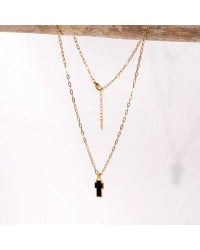 Κολιέ αλυσίδα Unisex με επίχρυσο σταυρό Κολιέ Unisex με αλυσίδα από ανοξείδωτο ατσάλι και επίχρυσο σταυρό