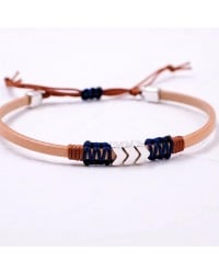 Leather men's bracelet Leather men's bracelet with metallic silver-plated parts