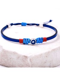 Δερμάτινο ανδρικό βραχιόλι με μάτι από σμάλτο Δερμάτινο ανδρικό βραχιόλι με επάργυρα στοιχεία και μάτι από σμάλτο