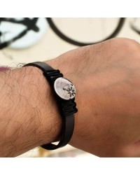 Δερμάτινο ανδρικό βραχιόλι με gun-metal Πυξίδα ΄Γκρι σκούρο δερμάτινο ανδρικό βραχιόλι με gun-metal Πυξίδα