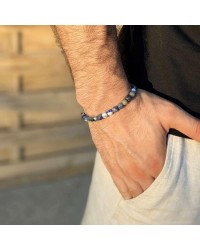 Ανδρικό Βραχιόλι Stone Age Ανδρικό βραχιόλι με ημιπολύτιμες πέτρες και επάργυρα μεταλλικά στοιχεία