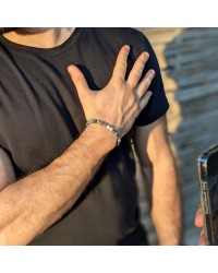 Ανδρικό Βραχιόλι Stone Age Ανδρικό βραχιόλι με ημιπολύτιμες πέτρες και επάργυρα μεταλλικά στοιχεία