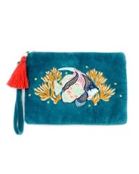 Τσαντάκι Φάκελος Coral Fish Τσαντάκι clutch Coral από μαλακό βελούδο κεντημένο με χάντρες και πούλιες