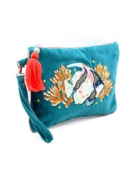 Τσαντάκι Φάκελος Coral Fish Τσαντάκι clutch Coral από μαλακό βελούδο κεντημένο με χάντρες και πούλιες
