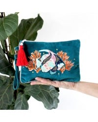 Τσαντάκι Φάκελος Coral Fish Τσαντάκι clutch Coral από μαλακό βελούδο κεντημένο με χάντρες και πούλιες