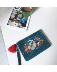 Τσαντάκι Φάκελος Coral Fish Τσαντάκι clutch Coral από μαλακό βελούδο κεντημένο με χάντρες και πούλιες