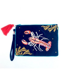 Τσαντάκι Φάκελος Coral Lobster Τσαντάκι clutch Coral από μαλακό βελούδο κεντημένο με χάντρες και πούλιες