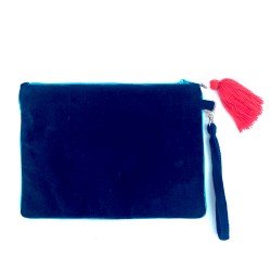 Τσαντάκι clutch Coral από μαλακό βελούδο κεντημένο με χάντρες και πούλιες