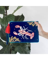 Τσαντάκι Φάκελος Coral Lobster Τσαντάκι clutch Coral από μαλακό βελούδο κεντημένο με χάντρες και πούλιες