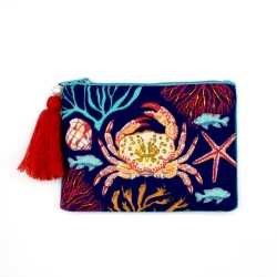Πορτοφόλι Coral Crab από βελούδο κεντημένο με χάντρες και πούλιες 