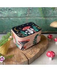 Forage Black Trinket Box Διακοσμητικό κουτί από μαλακό βελούδο κεντημένο με νυχτερινό σκηνικό με χάντρες και πούλιες