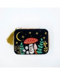 Forage Black Trinket Box Διακοσμητικό κουτί από μαλακό βελούδο κεντημένο με νυχτερινό σκηνικό με χάντρες και πούλιες