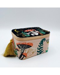Forage Black Trinket Box Διακοσμητικό κουτί από μαλακό βελούδο κεντημένο με νυχτερινό σκηνικό με χάντρες και πούλιες