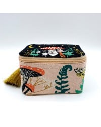 Forage Black Trinket Box Διακοσμητικό κουτί από μαλακό βελούδο κεντημένο με νυχτερινό σκηνικό με χάντρες και πούλιες