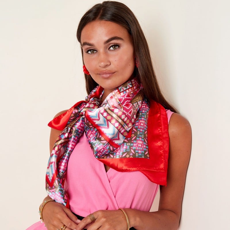 Square scarf with colorful patterns
