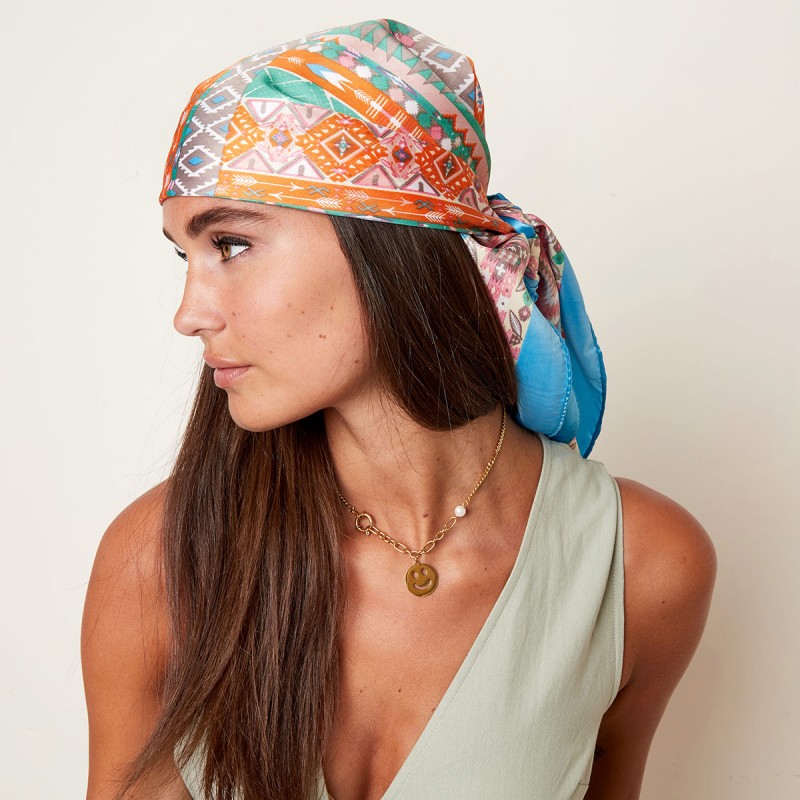 Square scarf with colorful patterns Square scarf with colorful patterns