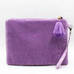 Τσαντάκι Clutch Posy Teal από μαλακό βελούδο κεντημένο με φλοράλ παραστάσεις