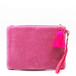 Τσαντάκι Clutch Posy Yellow από μαλακό βελούδο κεντημένο με φλοράλ παραστάσεις