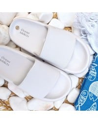 Σαγιονάρες Ocean Addict Slides σε λευκό χρώμα Σαγιονάρες Ocean Addict Slides Λευκές