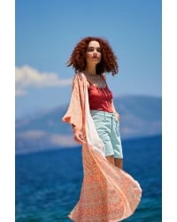Μακρύ καφτάνι-κιμονό KOKKOSAMMOU Crete Μακρύ καφτάνι-κιμονό KOKKOSAMMOU Crete από 100% βισκόζη